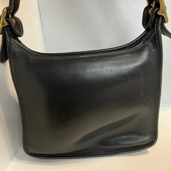 VTG Coach Black Leather Shoulder Strap Bag - Picture 1 of 15